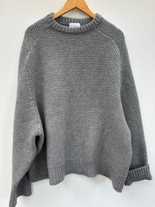 Raey Sweater Small Medium Gray Waffle Knit Extrafine Merino Crewneck Slouchy - Picture 1 of 5