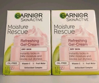 2X Garnier Skin Active Moisture Rescue Refreshing Gel Cream Dry Skin 1.7 oz. ea - Image 1 of 2