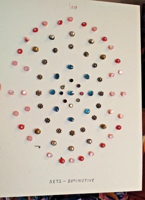 77 of the Tiniest Vintage Antique Sewing Button on card, colorful sets - Image 1 of 4