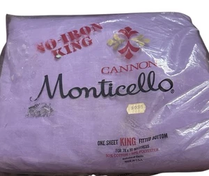 Sábana bajera Cannon Monticello vintage de colección KING FITT púrpura sin plancha - Imagen 1 de 3