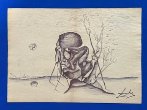 Salvador Dali (Handmade) Drawing on antique paper Signed and Sealed. - Picture 1 of 2