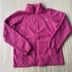 Girls The North Face Pink Magenta Long Sleeve Full Zip Fleece Jacket Size Large - Picture 1 of 8