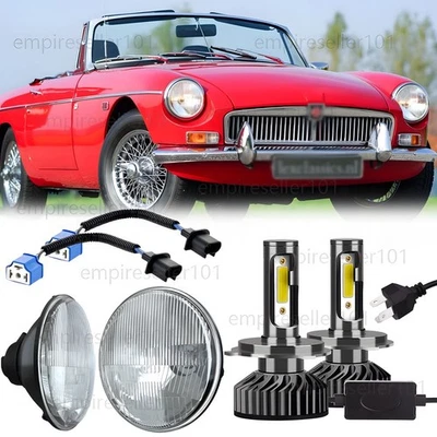 Par de faros LED redondos de 7 pulgadas de haz alto bajo para MG MGB 1969-1980 1981 Foto 1 de 4