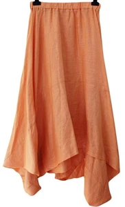 FALDA PLANET 100% Lino Línea A Asimétrica LAGENLOOK Naranja Sherbet O/S - Imagen 1 de 4