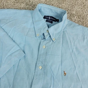 Vintage Ralph Lauren Blaire Herren Large Blau Fleisch Pony Button Down Kurzarm - Bild 1 von 5