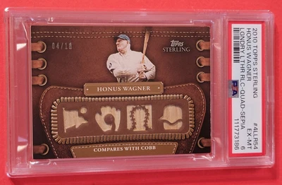 Tarjeta de murciélago Honus Wagner usada en el juego #4/10 PSA 6 como nueva 2010 Topps Sterling Pirates Foto 1 de 3