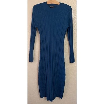 Vestido Suéter Ann Taylor Azul Acanalado Tejido Manga Larga Ajustado Poliéster/Viscosa Foto 1 de 4