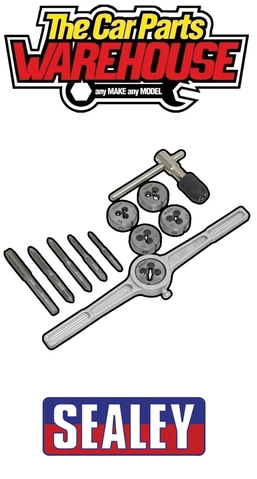 Conjunto de torneiras e matrizes de aço carbono Sealey 12 peças - Métrico - Imagem 1 de 1