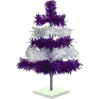 Shiny Purple and Matte White Layered Tinsel Christmas Tree Stand Included - Image 1 of 4