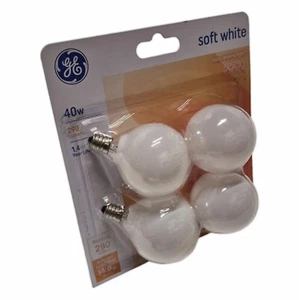 GE Soft White G16.5 40W Decorative Candelabra Base Bulbs – 4-Pack - Picture 1 of 2