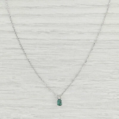 Nuevo Collar Colgante Alejandrita Verde Personalizado 0.36ct Oro Blanco 14k 16" Foto 1 de 4