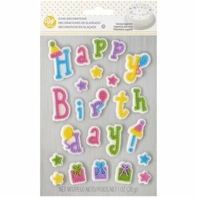 Wilton  Happy Birthday  Icing Decorations  Cake  Cupcakes  33 pieces - Image 1 of 3