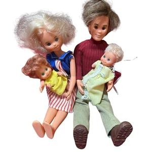 Vintage 1973 Mattel Sunshine Family Doll Set of 4 Mom, Dad, 2 Babies - Picture 1 of 19