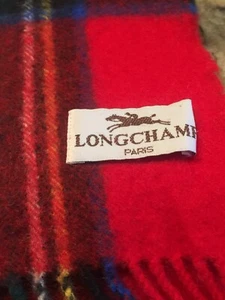 Longchamp Paris Authentisch Vintage Wolle Kariert Schal Fransen 44" - Bild 1 von 6