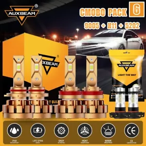 AUXBEAM F16 PLUS 9005 H11 5202 LED Headlights High / Low Beam / Fog Bulbs 6000K - Picture 1 of 16