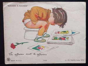 Vintage Postkartenformat Camilla Lucas Druck Geschäft ist Geschäft 4 x 5,25 1931 - Bild 1 von 2