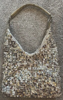 CACHE Hobo Gold Sequin Purse Medium 13"x17" Shoulder Bag Pocketbook - NWOT - Image 1 of 4