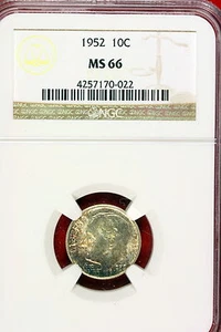 1952 NGC MS66 ROOSEVELT DIME! #E1327 - Picture 1 of 2