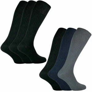 Paquete de 3 calcetines de vestir acanalados altos ligeros delgados 100 % algodón para hombre - Imagen 1 de 4