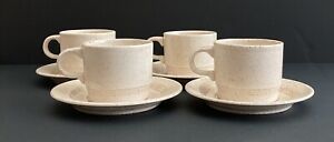 Vintage Homer Laughlin Coffee Cups Saucers I-83 Speckled Wheat Pattern 4 Sets