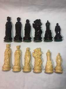 Vtg ANRI E.S. Lowe Chess Pieces BROWN TAN 4.5" King Arthur Renaissance Medieval - Picture 1 of 20