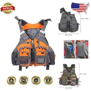 Lightweight Fishing Vest Life Jacket - 11 Pockets & Adjustable Fit for All Sizes - Picture 1 of 10