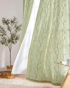 jinchan Boho Lined Sheer Curtains Floral Embroidered Sheers for Bedroom 63 In... - Picture 1 of 7