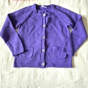 Hanna Andersson girls size 130 or 8 medium purple button up cardigan EUC - Picture 1 of 6