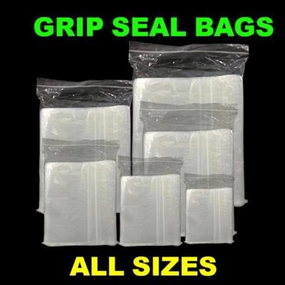 GRIP SEAL BAGS Self Resealable Clear Polythene Poly Plastic Zip Lock *All Sizes* - Image 1 of 4