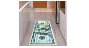 100 Dollar Schein Teppich Hundert Matte rutschfest Geldteppich Läufer robust modern - Bild 1 von 8