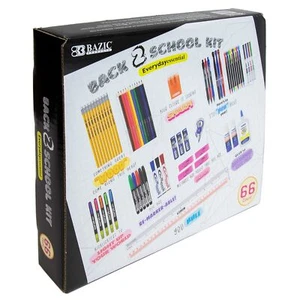 BAZIC Back To School Kit 66 Pieces, School Supplies Bundle Pack for Student, ... - Picture 1 of 8