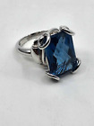 18k WHITE GOLD GUCCI HORSEBIT RING WITH BLUE TOPAZ BOX & PAPERS  C854