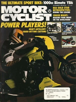 1989 November Motorcyclist - Vintage Motorcycle Magazine Foto 1 de 2