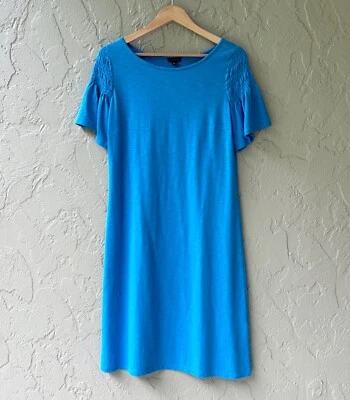 Talbots Women's Small Blue Flared Flutter Short Sleeves Shift T-Shirt Dress NWT - Image 1 of 4