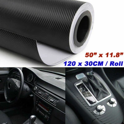 3D Car Interior Accessories Interior Panel Black Carbon Fiber Vinyl Wrap Sticker - Image 1 of 4