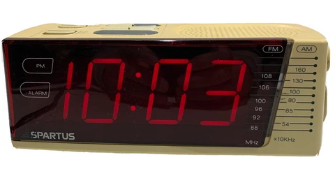 Vintage Spartus Large Display AM FM Alarm Clock Radio Model 0123 Beige Works Cover