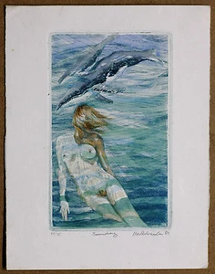 Mark Whitcombe klingendes Original 89 handkoloriert signiert limitierte Auflage Radierung 34 von 75 - Bild 1 von 1