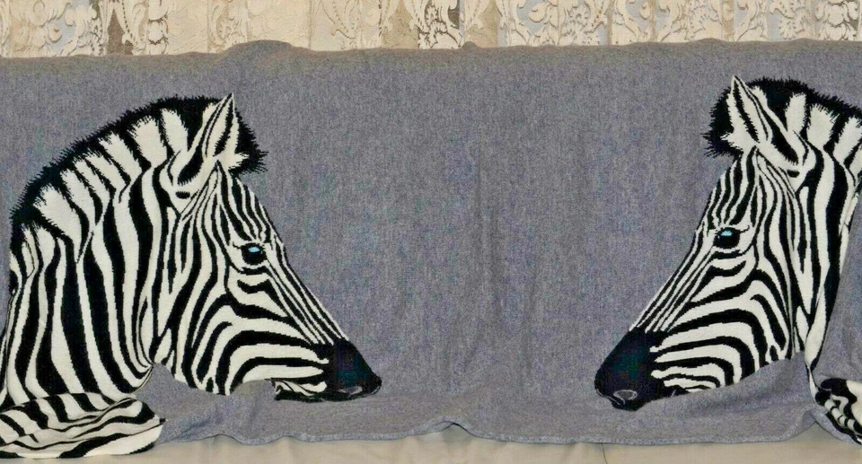 Aqua Home Zebra Mirrored Luxurious Soft Wool Cashmere 40 X 70 Throw Blanket Grey