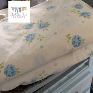Vintage Twin Sheet set in a blue rose floral with dots, Cannon Monticello - Picture 1 of 5