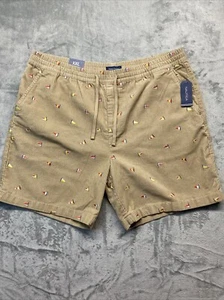 NWT $79 Náutica  Corduroy Embroidery Tan Beige Classic Fit Shorts Size XXL / 2XL - Picture 1 of 8