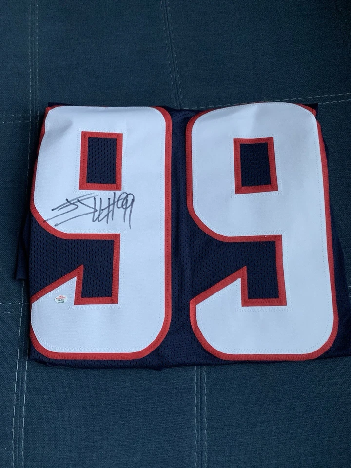 Футболка с автографом JJ Watt Of The Houston Texans сертификат подлинности PAAS  - Изображение 1 из 4