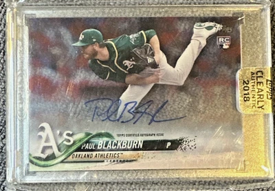2018 Topps Clearly Authentic Paul Blackburn RC Auto #CAA-PB Athletics - Image 1 of 4