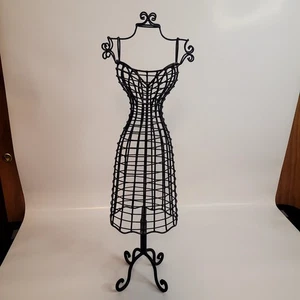 VTG Black Jewelry Stand Metal Wire Dress Form Mannequin Dangles Display Prop - Picture 1 of 8
