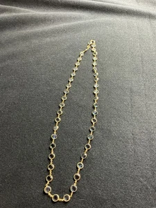 custume Jewlery  gold with blue crystal  necklace 17” - Picture 1 of 2