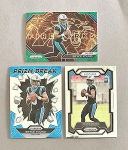 2023 Panini Prizm Bryce Young Three Card Rookie Lot w/ Green Wave Fireworks - Bild 1 von 3