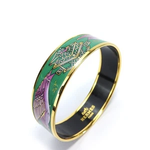 USADO HERMES pulsera Emilel GM metal/esmalte 35g verde púrpura accesorios - Imagen 1 de 11
