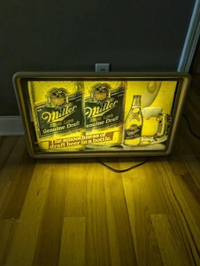 Vintage Miller High Life Beer Lighted Sign Genuine Draft  Mgd 30x20 - Picture 1 of 12