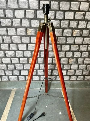Tripod Wooden Floor Nautical Stand Vintage Home Decor Brown Tripod Adjustable - Image 1 of 4