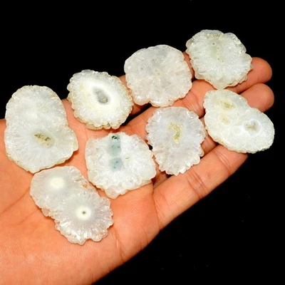 8 Pcs 512 Cts Natural Solar Quartz Druzy Loose Gemstone Lot 48x30 34x30mm #3516 - Image 1 of 4