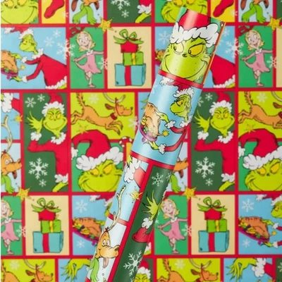 Green Grinch 25  Sq Ft Gift Wrap 2 Pack - Image 1 of 2